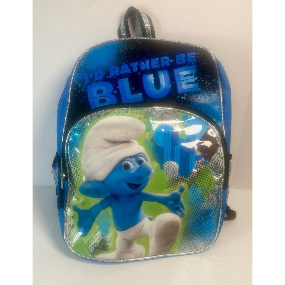 Smurfs Large Backpack Clumsy Smurf 16" I’d Rather Be Blue School Bag Adj straps